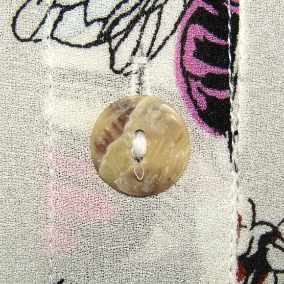 Citron Santa Monica Silk Blouse Top Butterfly Floral PXS Button Up Art to Wear - Picture 3 of 9